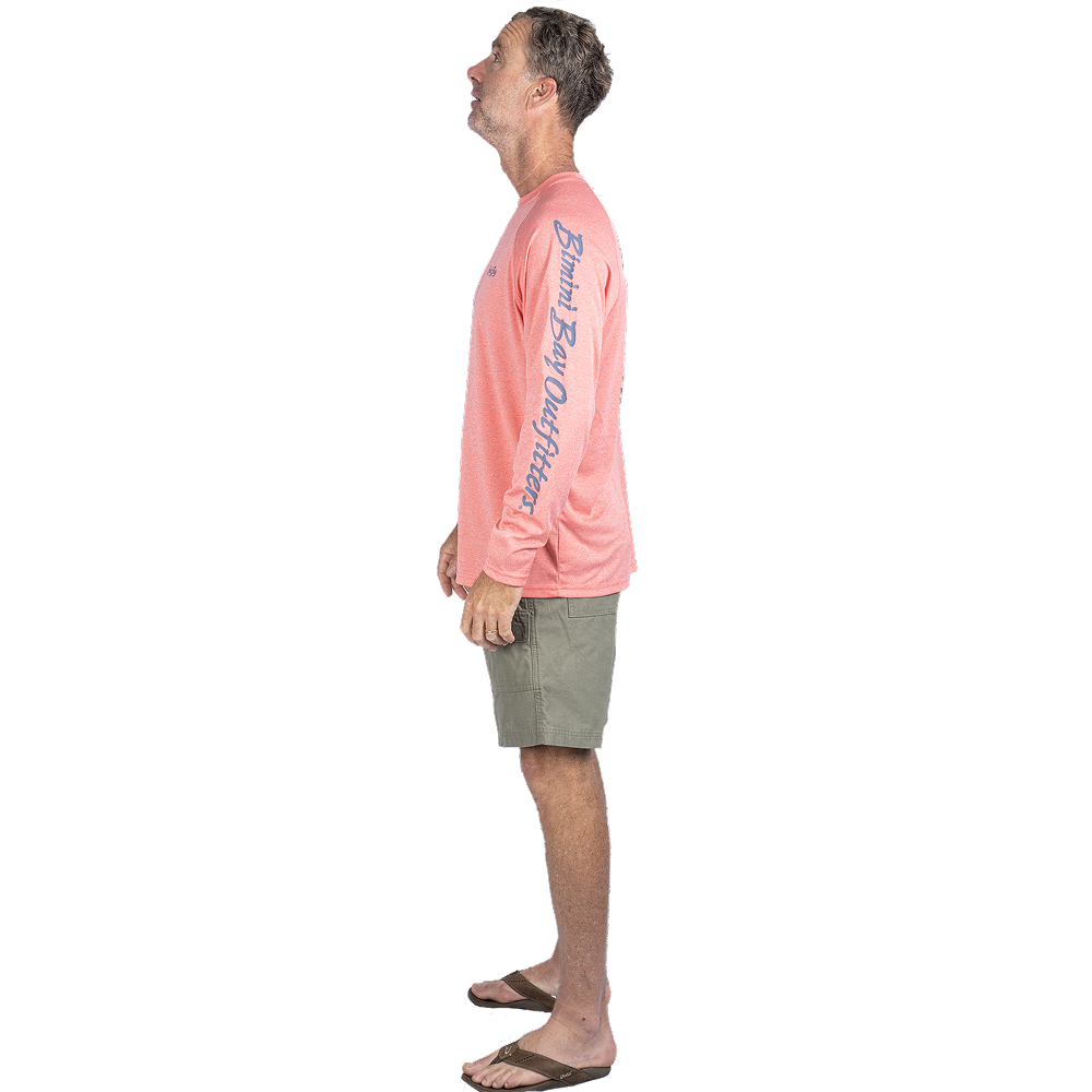 Hook M' Men's Long Sleeve Shirt - Redfish Trout 2 Cayenne Heather
