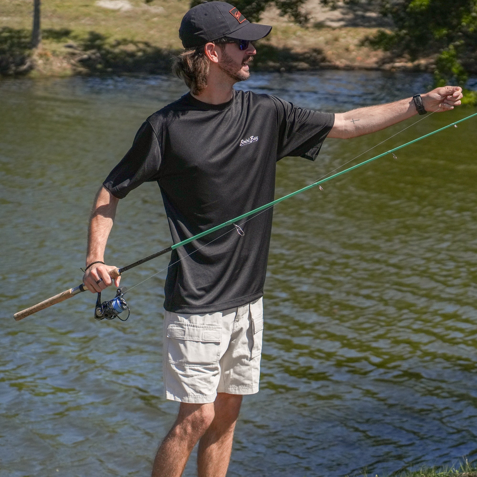 Hook M' Men's Freshwater Short Sleeve Performance Shirt - Panfish Slam Black