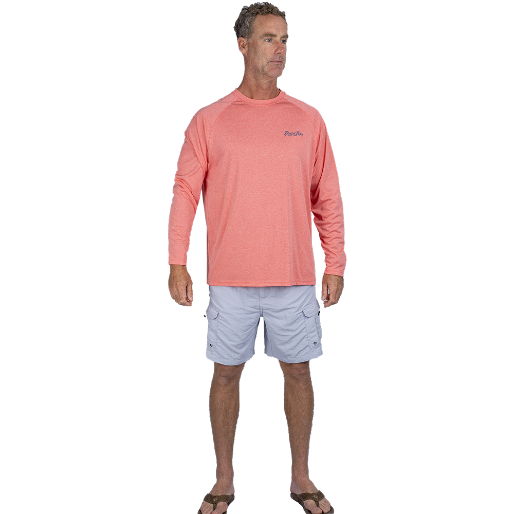Hook M' Men's Long Sleeve Shirt - Redfish Trout 2 Cayenne Heather