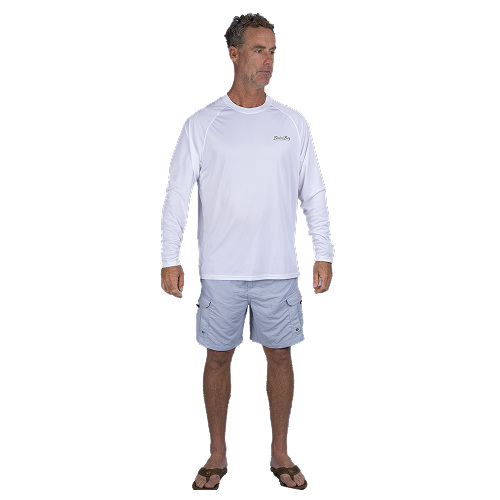 Hook M' Men's Long Sleeve Shirt - Alligator White